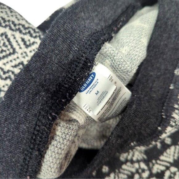 Old Navy Womens Fair Isle Reindeer Print Thermal Leggings M Black/White - Picture 3 of 8